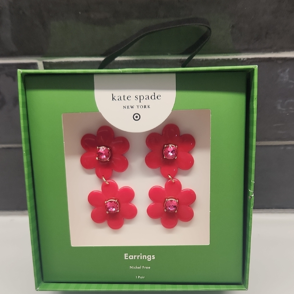 kate spade pink floral drop earrings